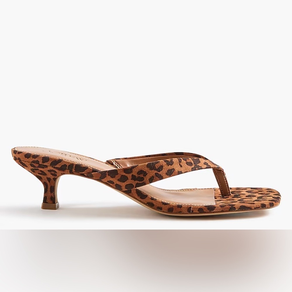 J Crew factory Microsuede kitten-heel sandals Leopard Suede